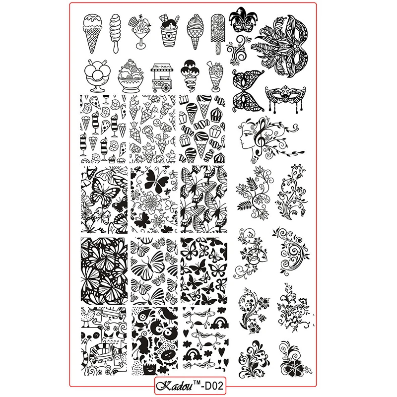1Pcs Nail Stamping Plates Image Konad Stamping Sugar IceCream Butterfly Manicure Kaidou-D002 Plates Steel Nail Art Templates 
1Pcs Nail Stamping Plates Image Konad Stamping Sugar IceCream Butterfly Manicure Kaidou-D002 Plates Steel Nail Art Templates