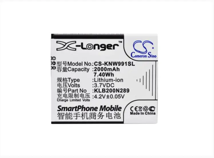Cameron Sino 2000mAh battery for AVVIO 792 for BRONDI Centurion 1 for KONKA W991 KLB200N289 for MEU AN500 for MODELO ZA950
Cameron Sino 2000mAh battery for AVVIO 792 for BRONDI Centurion 1 for KONKA W991 KLB200N289 for MEU AN500 for MODELO ZA950