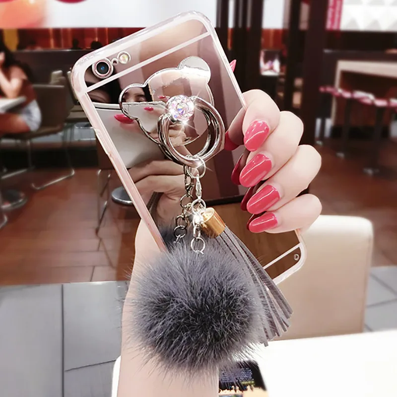 Chic Mirror Fur Ball Tassel Cover for iPhone XS Max XR X 8 7 6 6S Plus Ring Case For Samsung Galaxy Note 8 S9 S8 Plus S7 S6 Edge
Chic Mirror Fur Ball Tassel Cover for iPhone XS Max XR X 8 7 6 6S Plus Ring Case For Samsung Galaxy Note 8 S9 S8 Plus S7 S6 Edge