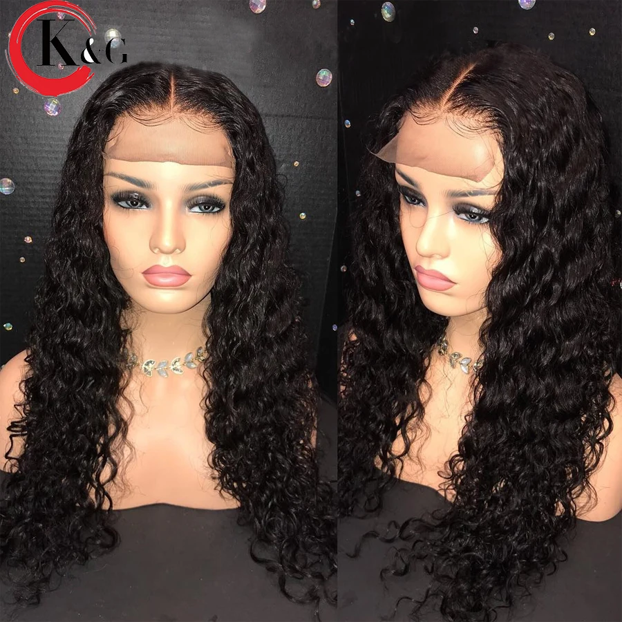 Kun банды кудрявые волосы на фронте шнурка человеческие парики для женщин