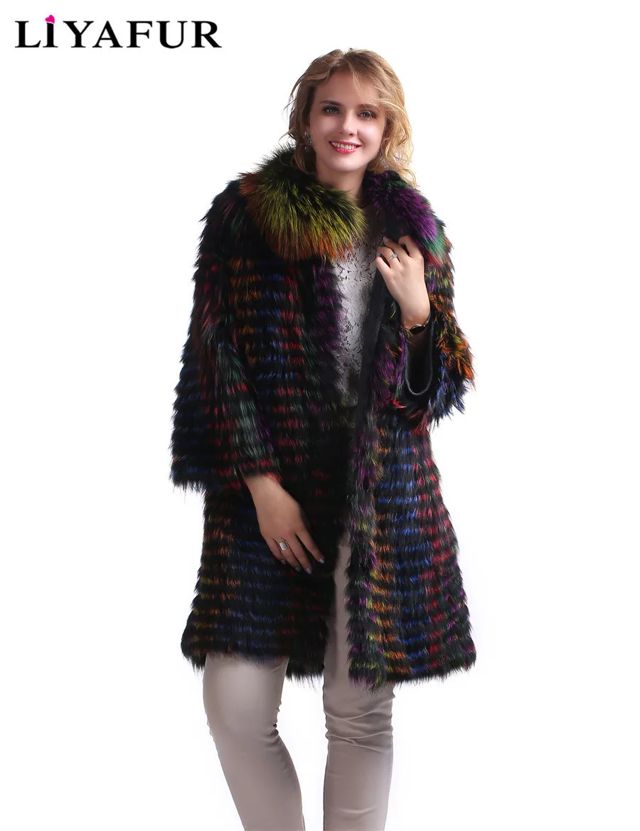 LIYAFUR Real Genuine Colorful Silver Fox Fur Coat Outerwear Jacket Cardigan Lining Winter Striped Overcoat With Stand Collar
LIYAFUR Real Genuine Colorful Silver Fox Fur Coat Outerwear Jacket Cardigan Lining Winter Striped Overcoat With Stand Collar