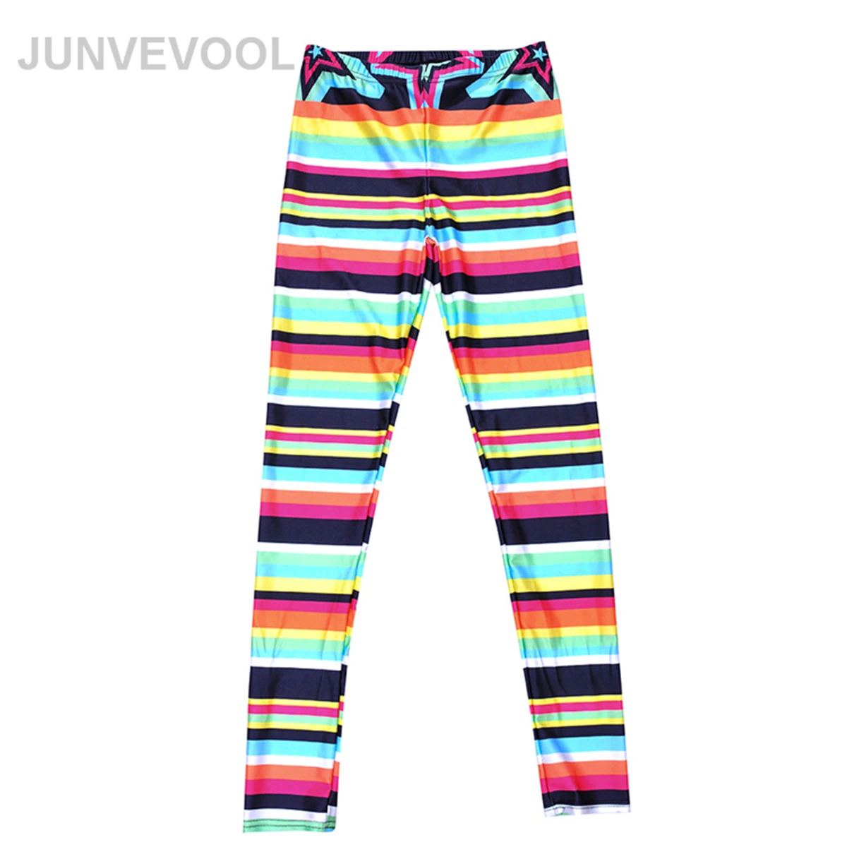 Colorful Patchwork Digital Printing Women Leggings Striped Sexy Casual Vintage Elastic Skinny Pants Ladies Bodycon Pencil | Женская