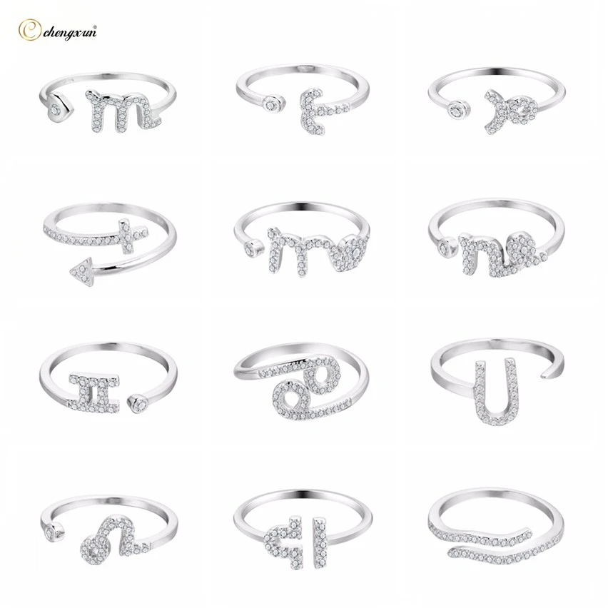 Фото CHENGXUN модные кольца 12 знаки зодиака звезды для женщин вечерние ювелирные изделия
