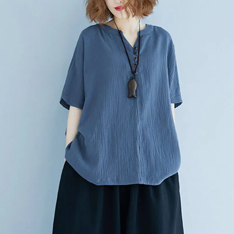 Новинка 2022, летняя рубашка, женская одежда, однотонная льняная Женская половинная рубашка, свободная рубашка, короткие рубашки с V-образным ...
Новинка 2022, летняя рубашка, женская одежда, однотонная льняная Женская половинная рубашка, свободная рубашка, короткие рубашки с V-образным ...