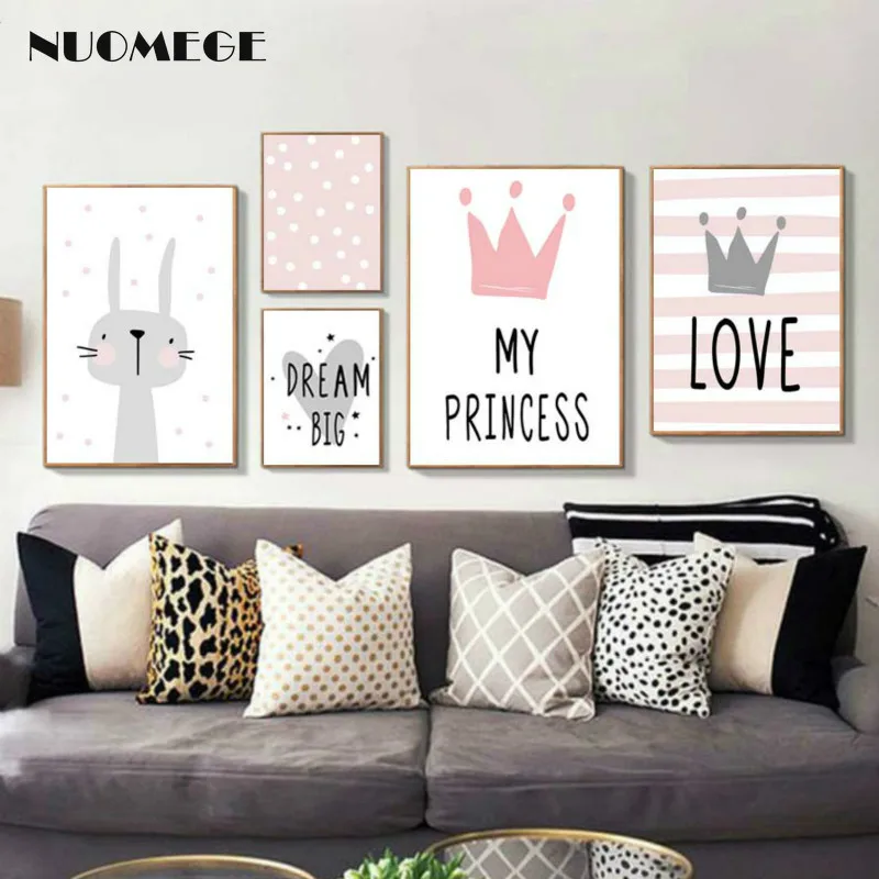 Nursery Pink Cartoon Poster Girl Room Posters and Prints Rabbit Crown Baby Room Wall Picture for Kids Room Canvas Art
Nursery Pink Cartoon Poster Girl Room Posters and Prints Rabbit Crown Baby Room Wall Picture for Kids Room Canvas Art