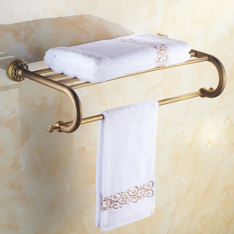 Antique Brass Bathroom Wall Mounted Towel Rail Holder Shelf Storage Rack Double Towel Rails Bars KD925
Antique Brass Bathroom Wall Mounted Towel Rail Holder Shelf Storage Rack Double Towel Rails Bars KD925