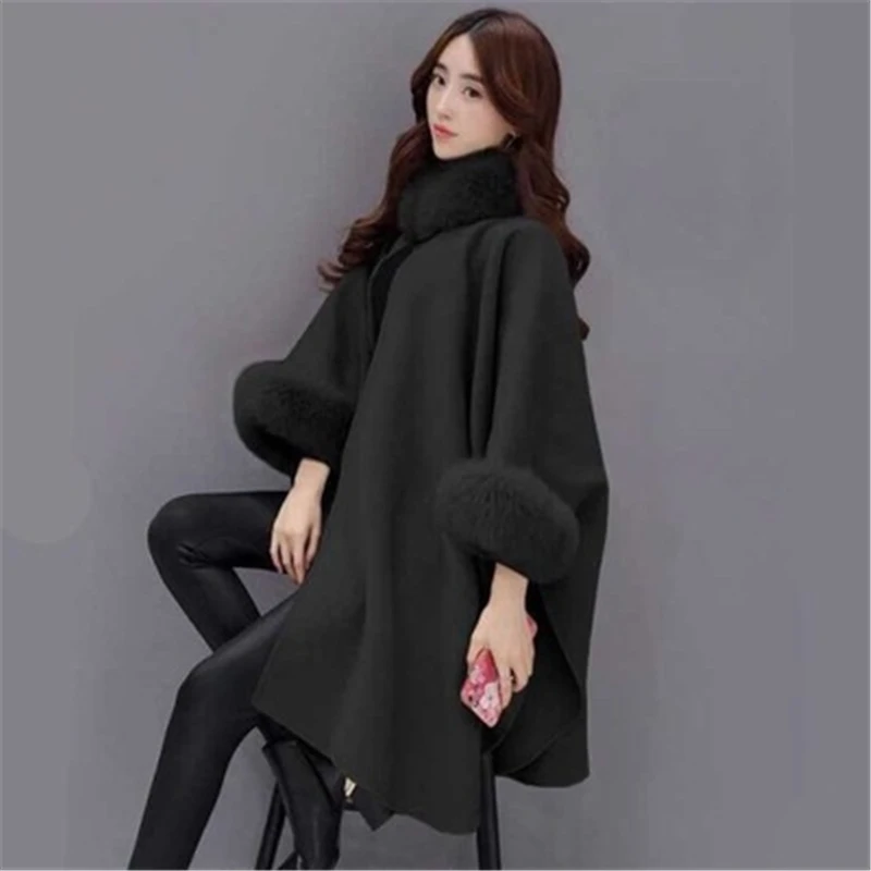 2018Winter new Women's fox fur collar long wool&blend woolen coat temperament cloak shawl coat female Woolen Coats OuterwearJ952
2018Winter new Women's fox fur collar long wool&blend woolen coat temperament cloak shawl coat female Woolen Coats OuterwearJ952