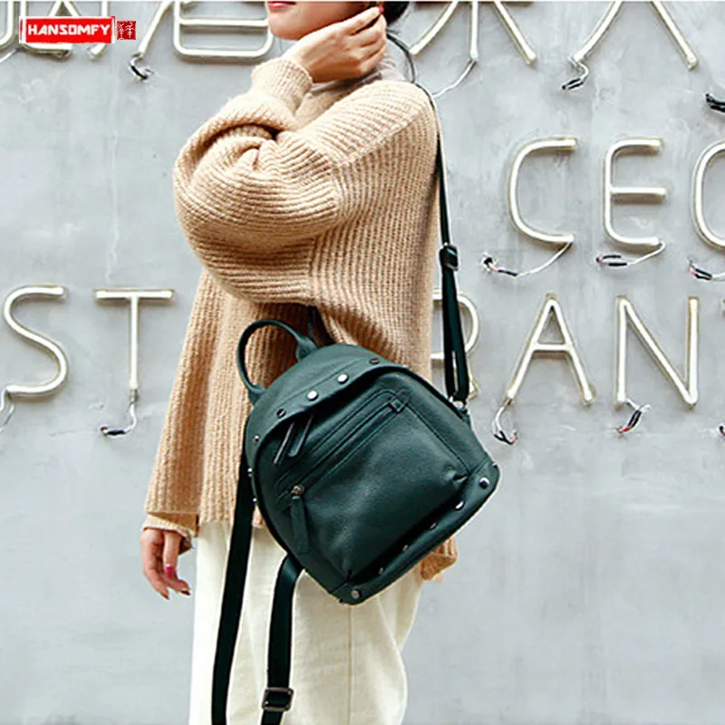 Luxury Fashion Genuine Leather Women Backpack School Small Backpacks New Original 2021 Rivet Mini Soft Leather Female Ladies
Luxury Fashion Genuine Leather Women Backpack School Small Backpacks New Original 2021 Rivet Mini Soft Leather Female Ladies