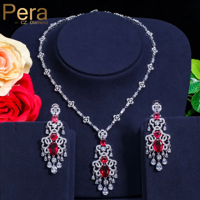 Pera Luxurious CZ Big Statement Long Dangle Dubai Women Wedding Party Gift Jewelry Sets With India Red Cubic Zirconia Stone J182
Pera Luxurious CZ Big Statement Long Dangle Dubai Women Wedding Party Gift Jewelry Sets With India Red Cubic Zirconia Stone J182