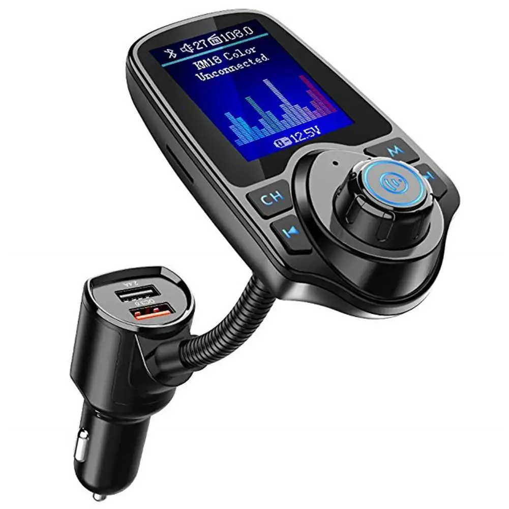 T10D Bluetooth FM Transmitter Car Player Kit Card Car Charger Quick with QC3.0 Dual USB Voltmeter & AUX IN/OUT DC 12/24V
T10D Bluetooth FM Transmitter Car Player Kit Card Car Charger Quick with QC3.0 Dual USB Voltmeter & AUX IN/OUT DC 12/24V