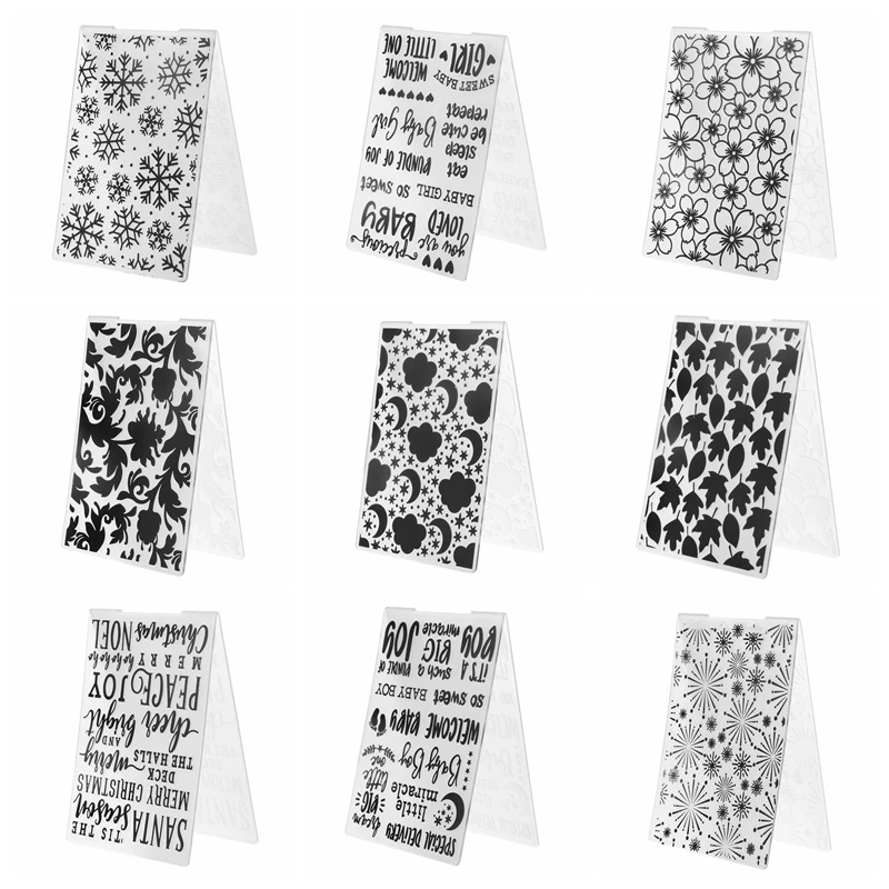 10 Sets 2018 Plastic Embossing Folders for DIY Scrapbooking Embossing Paper Craft Card Making Decoration Supplies Template Molds
10 Sets 2018 Plastic Embossing Folders for DIY Scrapbooking Embossing Paper Craft Card Making Decoration Supplies Template Molds