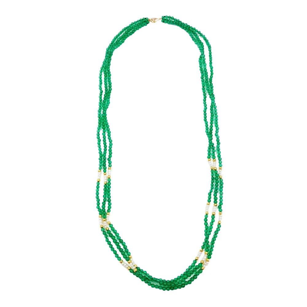 NEW 3 Row Natural Green stone 3-4mm,Nearround Freshwater Pearl Tibetan silver 18KGP Clasp Long Fancy Necklace 25"
NEW 3 Row Natural Green stone 3-4mm,Nearround Freshwater Pearl Tibetan silver 18KGP Clasp Long Fancy Necklace 25"
