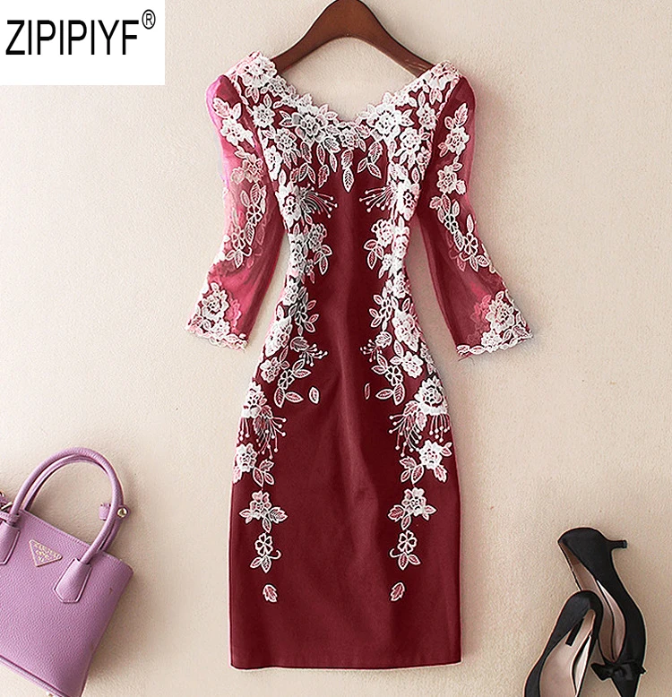 High Quality New Fashion 2018 Designer Runway A-Line Dress Women's 3/4 Sleeve Lace Embroidery High Waist Knee-Length DressC1185
High Quality New Fashion 2018 Designer Runway A-Line Dress Women's 3/4 Sleeve Lace Embroidery High Waist Knee-Length DressC1185