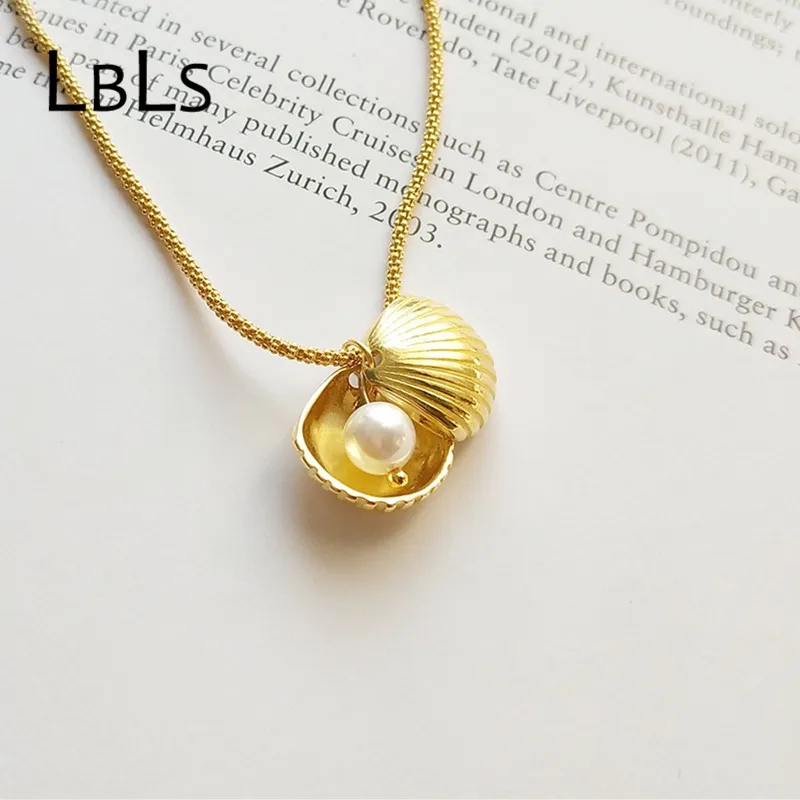 

LBLS колье из стерлингового серебра 925 пробы золотого цвета женское ожерелье с жемчугом внутри ожерелья и кулоны ювелирные изделия для женщин