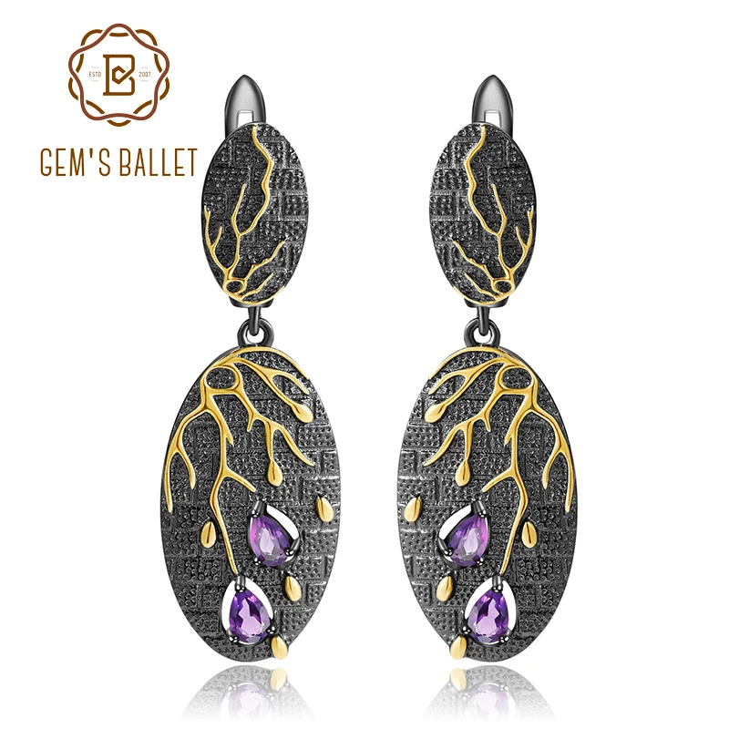 GEM'S BALLET 0.60Ct Natural Amethyst Oval Petal Earrings 925 Sterling Silver Original Floral Drop Earrings for Women Jewelry
GEM'S BALLET 0.60Ct Natural Amethyst Oval Petal Earrings 925 Sterling Silver Original Floral Drop Earrings for Women Jewelry