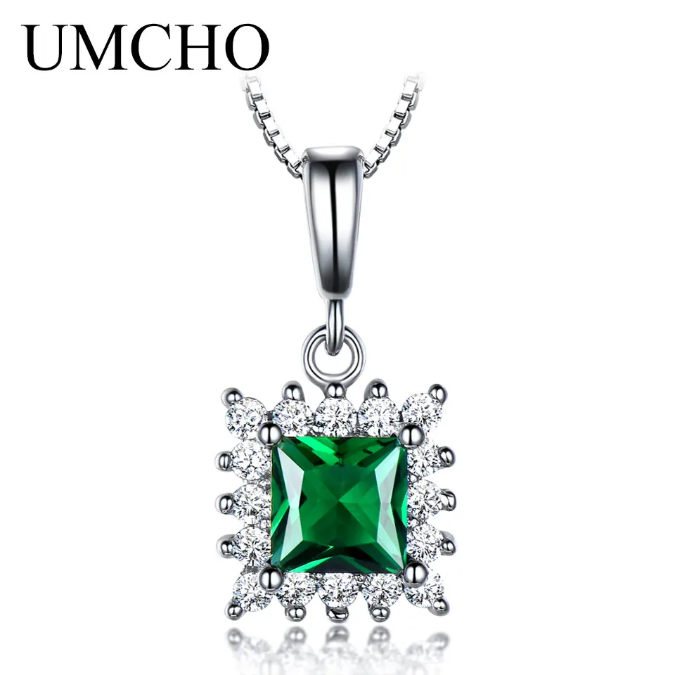 UMCHO Solid 925 Silver Necklace Created Square Green Gemstone Necklaces & Pendants For Women Anniversary Party With Chain
UMCHO Solid 925 Silver Necklace Created Square Green Gemstone Necklaces & Pendants For Women Anniversary Party With Chain