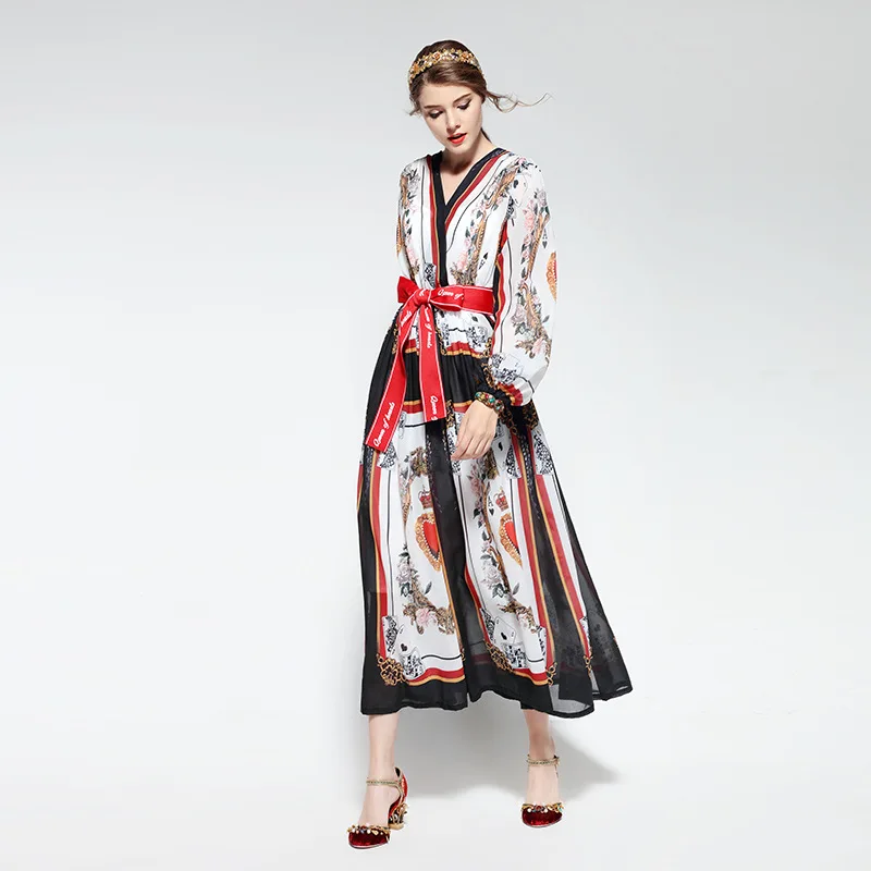 Hot-selling Retro Prints Chiffon Dress Women Casual Fashion Prints Twinset Dress with Sashes
Hot-selling Retro Prints Chiffon Dress Women Casual Fashion Prints Twinset Dress with Sashes
