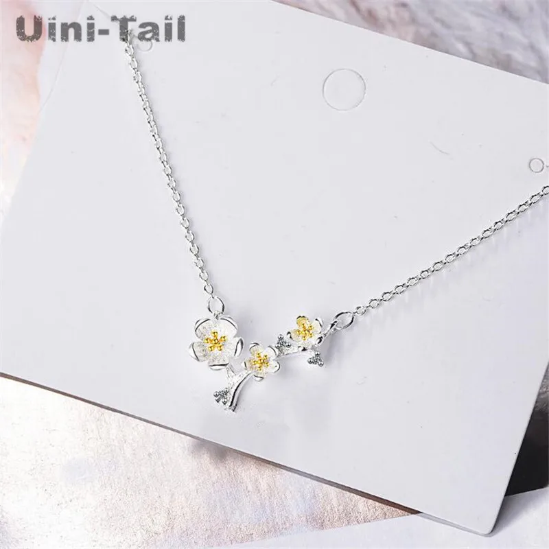 Uini-Tail hot new 925 sterling silver simple art plum blossom branch necklace fashion trend sweet wild high quality jewelry
Uini-Tail hot new 925 sterling silver simple art plum blossom branch necklace fashion trend sweet wild high quality jewelry