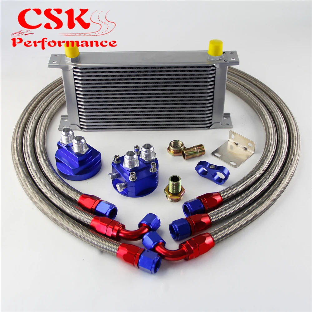 19 Row AN10 Universal Engine Transmission Oil Cooler British Type + Filter Adapter Kit Blue
19 Row AN10 Universal Engine Transmission Oil Cooler British Type + Filter Adapter Kit Blue