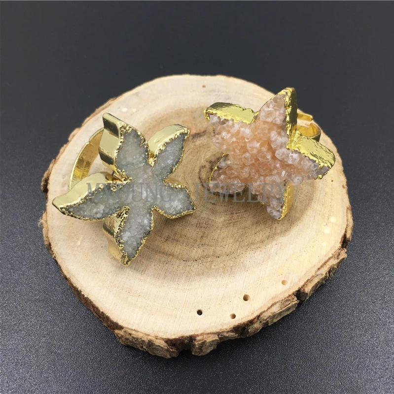 MY0999 Natural Starfish Shape Agates Druzy Stone Pendant Charm,Star Pendant with Gold Color Edge for women
MY0999 Natural Starfish Shape Agates Druzy Stone Pendant Charm,Star Pendant with Gold Color Edge for women
