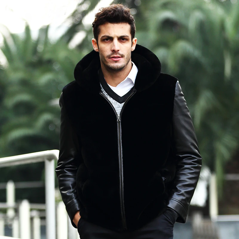 Big Size S-6XL Men Slim Luxury Faux Fur Leather Sleeve Warm Coat Hood Pocket Jacket Tops Black M2
Big Size S-6XL Men Slim Luxury Faux Fur Leather Sleeve Warm Coat Hood Pocket Jacket Tops Black M2