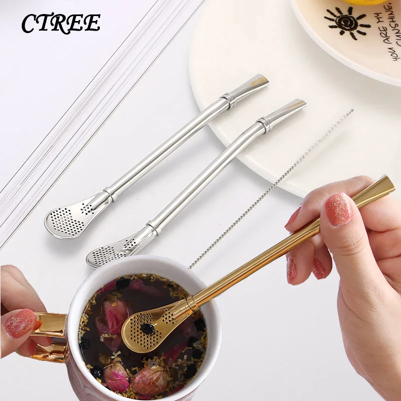 CTREE Creative Metal Drinking Straws 304 Stainless Steel Spoon Sturdy Bent Straws Spoon Drinks Straw Bar Party Accessory C270
CTREE Creative Metal Drinking Straws 304 Stainless Steel Spoon Sturdy Bent Straws Spoon Drinks Straw Bar Party Accessory C270