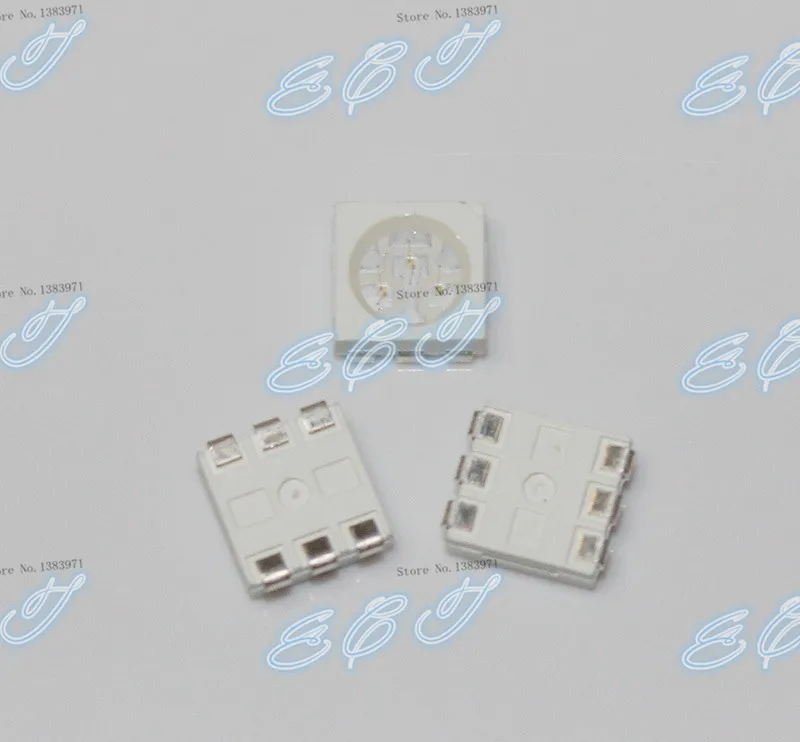 1000 шт. SMD/SMT 5050 RGB LED PLCC-6 3-CHIPS RED BLUE 300-500MCD GREEN 1000-1200MCD сверхъяркая лампа с бусинами |