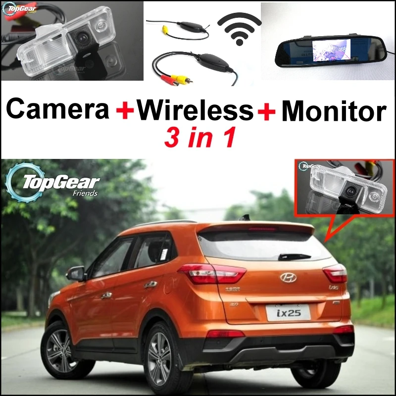3 in1 Special Rear View Camera + Wireless Receiver + Mirror Monitor Easy DIY Back Up Parking System For Hyundai ix25 2014~2015
3 in1 Special Rear View Camera + Wireless Receiver + Mirror Monitor Easy DIY Back Up Parking System For Hyundai ix25 2014~2015