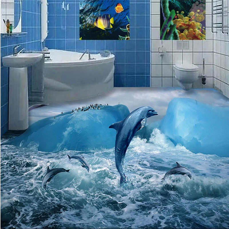 beibehang Large Custom Wallpaper Mural Glacier Dolphin Bathroom 3D Floor Tile Decorative Painting papel de parede infantil
beibehang Large Custom Wallpaper Mural Glacier Dolphin Bathroom 3D Floor Tile Decorative Painting papel de parede infantil