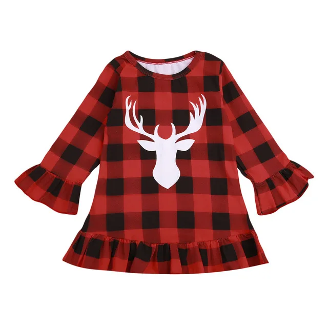 Fashion Kids Girls Kleding Toddler Plaid Cartoon Deer Print Flare Sleeve Dress Ruched One Pieces Children Girls Clothes
Fashion Kids Girls Kleding Toddler Plaid Cartoon Deer Print Flare Sleeve Dress Ruched One Pieces Children Girls Clothes