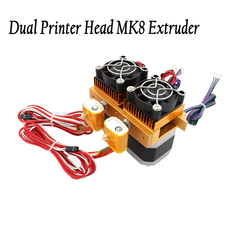 New Upgrade Makerbot mental MK8 12V Dual Head Nozzles 0.4MM Extruder Double Print Head For 3D Printer parts 1.75mm Filaments
New Upgrade Makerbot mental MK8 12V Dual Head Nozzles 0.4MM Extruder Double Print Head For 3D Printer parts 1.75mm Filaments