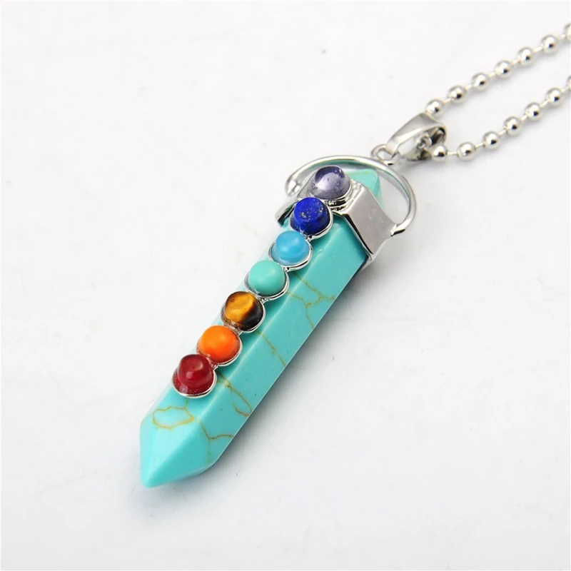 Hot Natural Semi Precious Stone 7 Chakra Gem Stone Hexagon Bicone Pendant Necklace Beads Jewelry Valentine's Day gift Lol
Hot Natural Semi Precious Stone 7 Chakra Gem Stone Hexagon Bicone Pendant Necklace Beads Jewelry Valentine's Day gift Lol