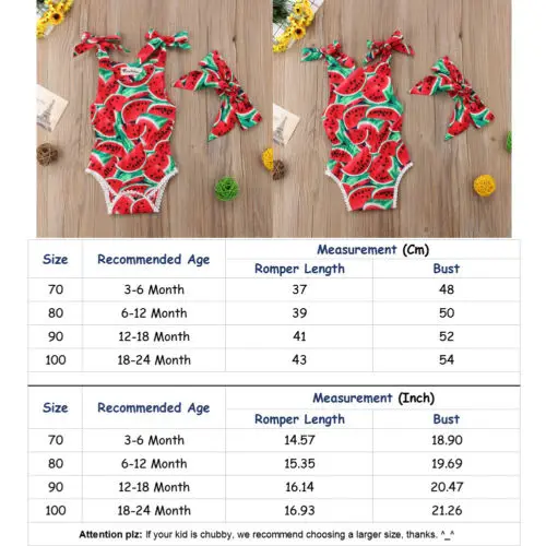 Newborn Toddler Baby Girl Watermelon Romper Sunsuit Headband 2Pcs Set Kids Girls Summer Lace Sleeveless Rompers Jumpsuit Clothes
Newborn Toddler Baby Girl Watermelon Romper Sunsuit Headband 2Pcs Set Kids Girls Summer Lace Sleeveless Rompers Jumpsuit Clothes