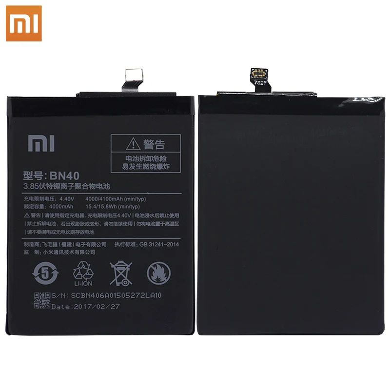 Xiao Mi Оригинальный аккумулятор для телефона BN40 Xiaomi Redmi 4 Pro Prime 3G RAM 32G ROM Edition Redrice +
