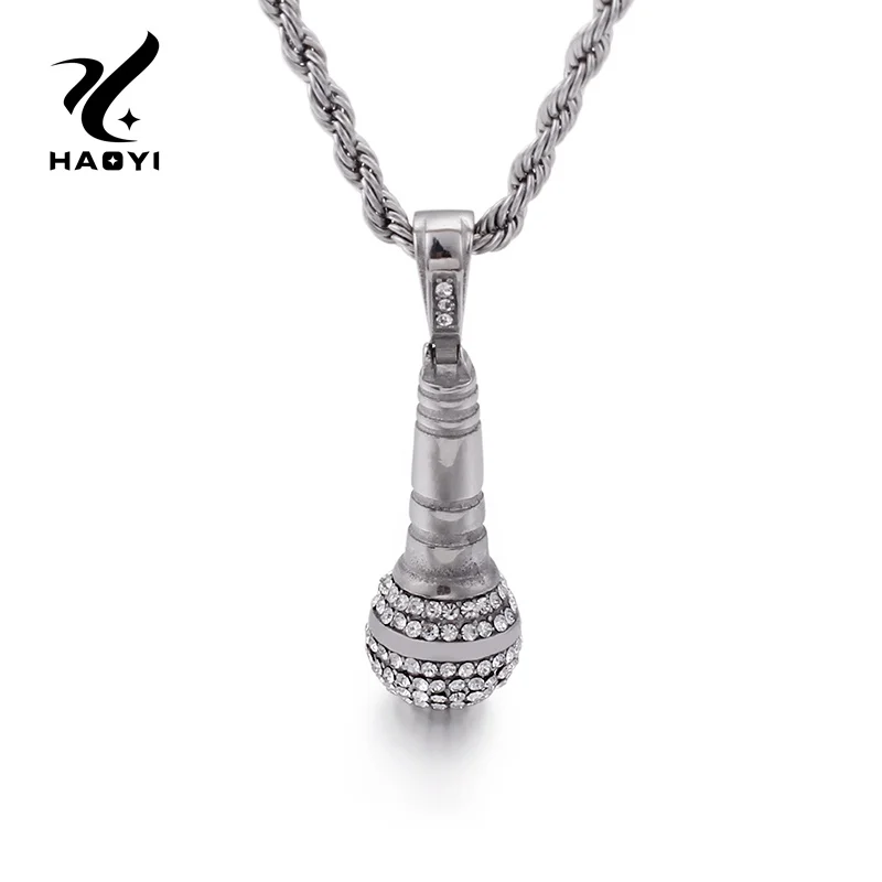 HaoYi Shining Microphone Stainless Steel Pendant With Zircon Fashion Attractive Metal Necklace For Male Jewelry
HaoYi Shining Microphone Stainless Steel Pendant With Zircon Fashion Attractive Metal Necklace For Male Jewelry