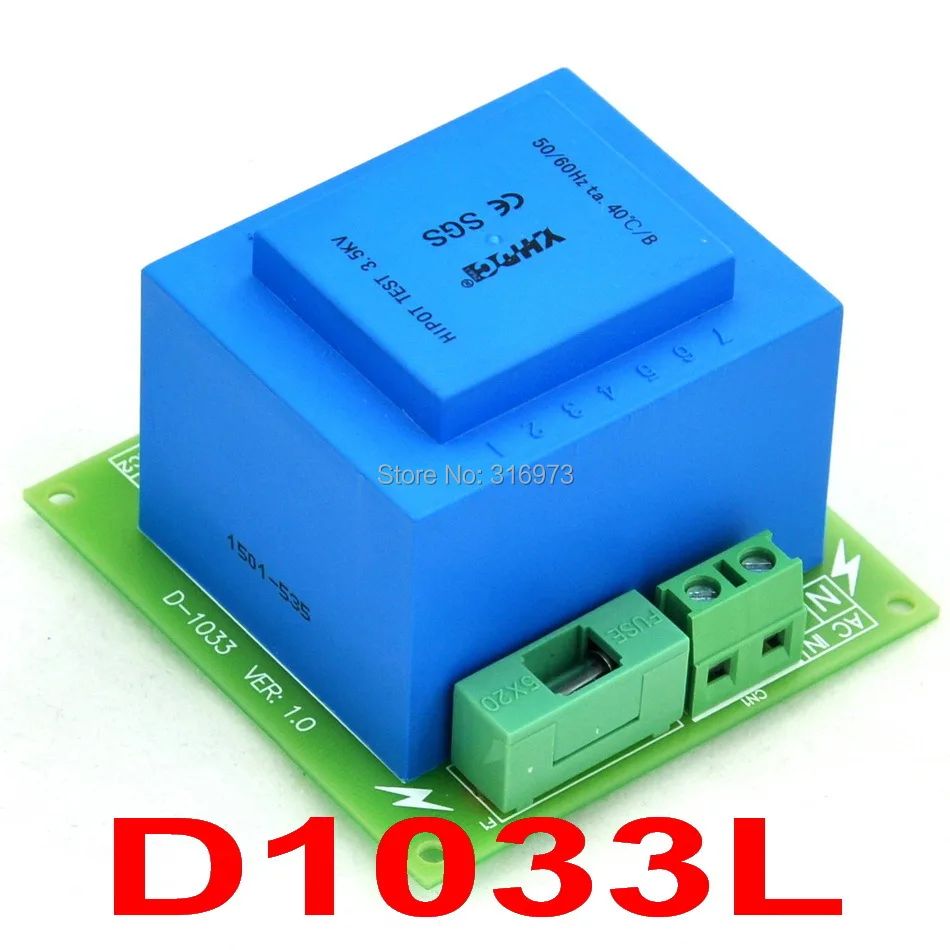 Primary 115VAC, Secondary 2x 18VAC, 20VA Power Transformer Module,D-1033/L,AC18V
Primary 115VAC, Secondary 2x 18VAC, 20VA Power Transformer Module,D-1033/L,AC18V