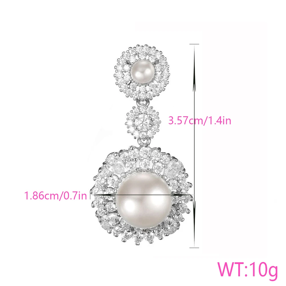 HeeZen Luxury Imitation Pearl Dangle Earrings for Women Girls Silver Plated Earring Charms Wedding Party Jewelry | Украшения и