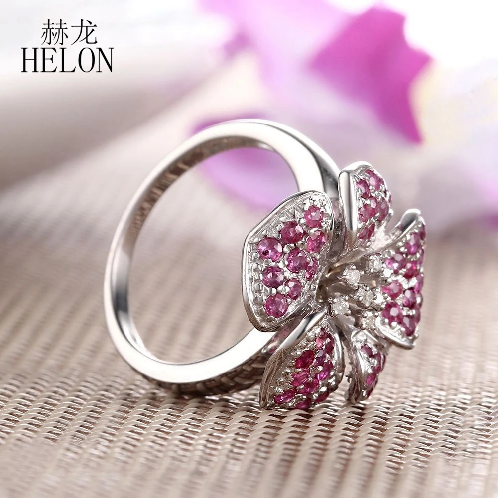 HELON Sterling Silver 925 Pave 1.5ct Genuine Natural Ruby Diamonds Engagement Wedding Ring Women Trendy Flower Fine Jewelry Ring
HELON Sterling Silver 925 Pave 1.5ct Genuine Natural Ruby Diamonds Engagement Wedding Ring Women Trendy Flower Fine Jewelry Ring