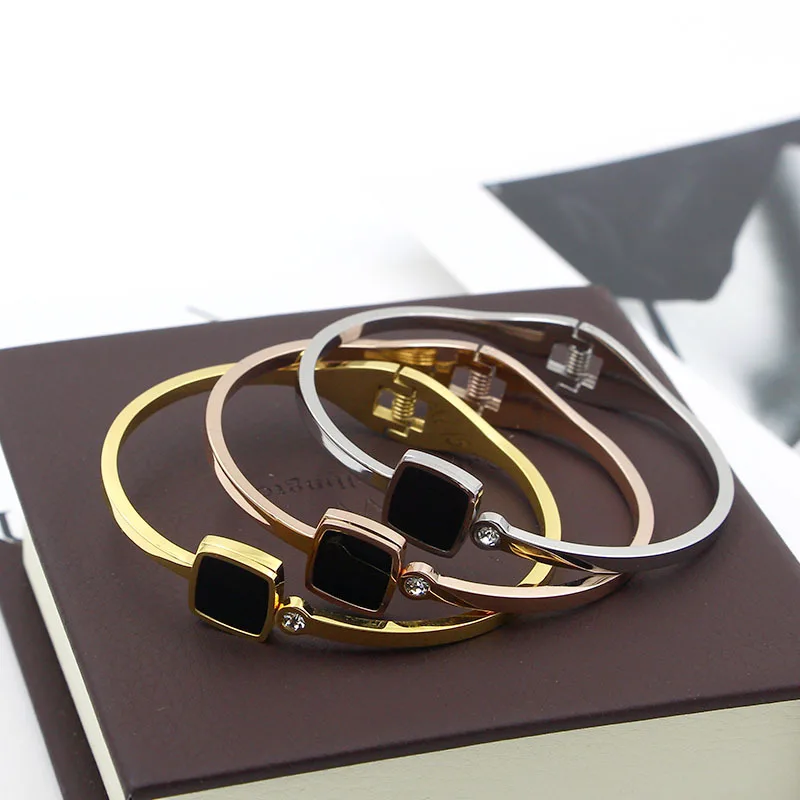 Free Shipping Black Square Gold Color / Silver Color / Rose Gold Color Stainless Steel Bangle
Free Shipping Black Square Gold Color / Silver Color / Rose Gold Color Stainless Steel Bangle