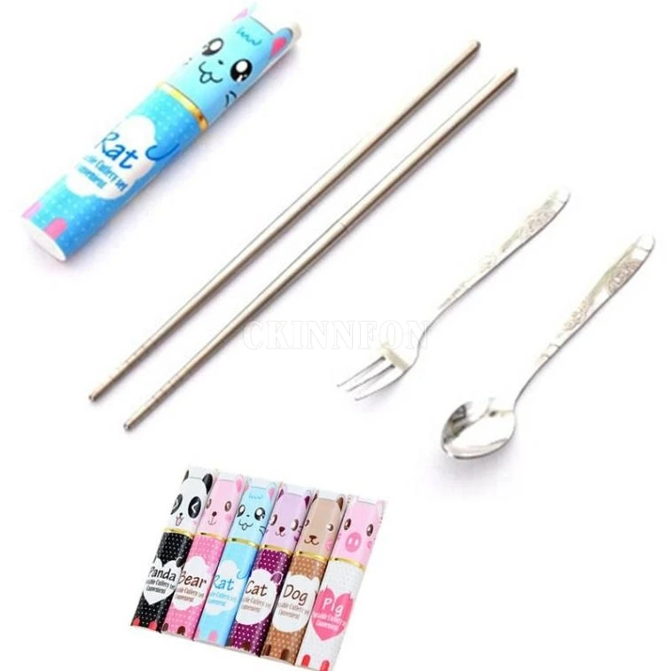 200Sets/Lot Portable Cartoon Cute Lunch Tableware Cutlery Sets/Lot Stainless Steel Spoon Fork Chopstick Fashionable
200Sets/Lot Portable Cartoon Cute Lunch Tableware Cutlery Sets/Lot Stainless Steel Spoon Fork Chopstick Fashionable