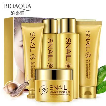 5pc / Set New Snail Face Cream + Toner Lotion Whitening Увлажняющий крем для лица с акне лиц|skin care set|snail face