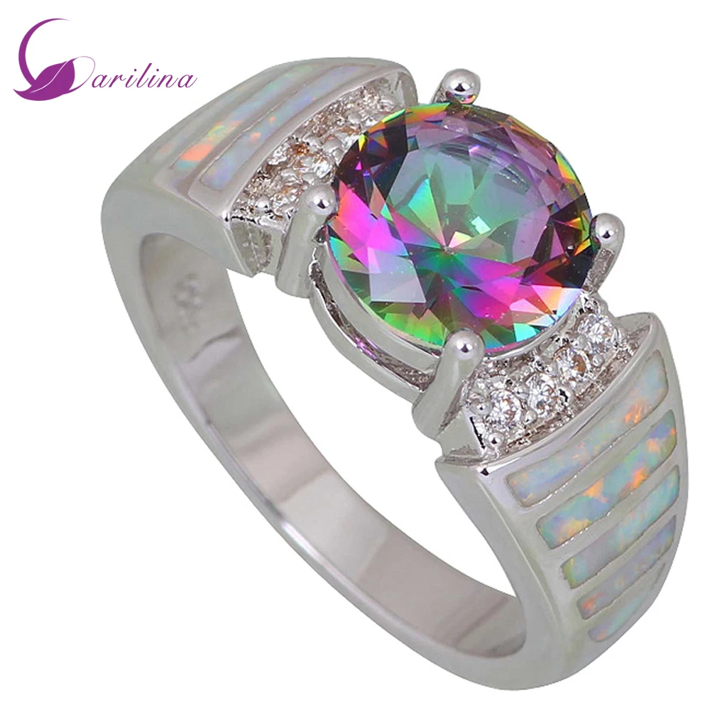 Fashion Rings For Women Hot Pink Rainbow Mystic Cubic Zirconia Opal Ring Silver Color Jewelry Size 5.5 6 7 8 R405
Fashion Rings For Women Hot Pink Rainbow Mystic Cubic Zirconia Opal Ring Silver Color Jewelry Size 5.5 6 7 8 R405