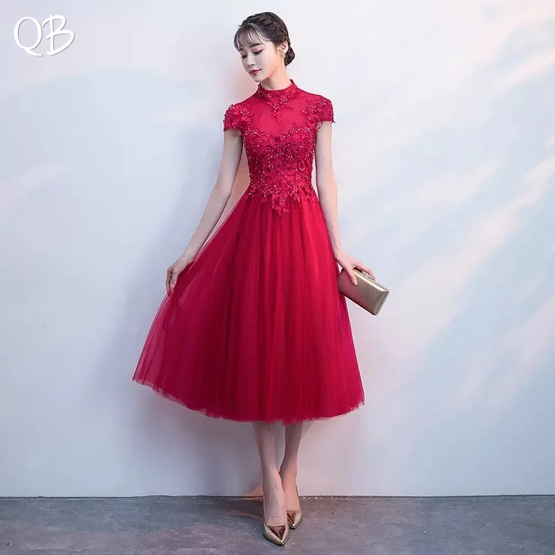 Sexy Red Tea Length A-line Tulle Lace Beading Appliques Evening Dresses 2020 New Fashion Evening Gowns XH448
Sexy Red Tea Length A-line Tulle Lace Beading Appliques Evening Dresses 2020 New Fashion Evening Gowns XH448