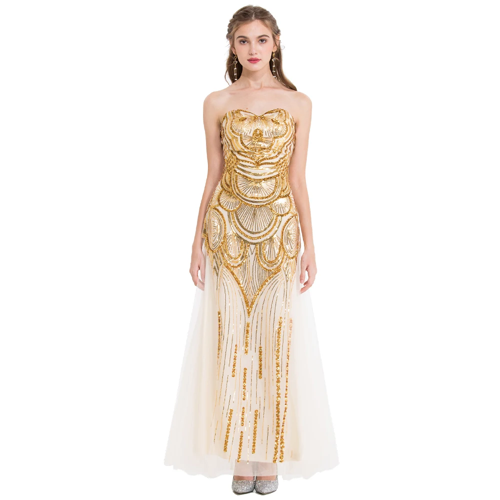 Angel-fashions Women's Sparkly Sequin Strapless Sweetheart Floral Tulle Tube Dresses Off Shoulder Evening Party Formal Gown
Angel-fashions Women's Sparkly Sequin Strapless Sweetheart Floral Tulle Tube Dresses Off Shoulder Evening Party Formal Gown