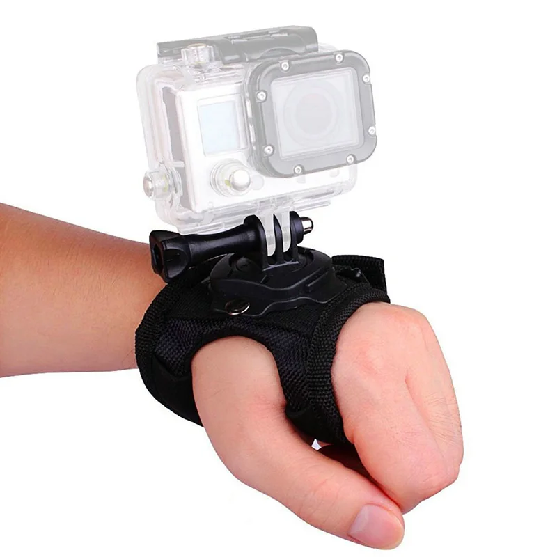 Вращающаяся на 360 градусов перчатка с ремешком запястье для крепления ремня GoPro