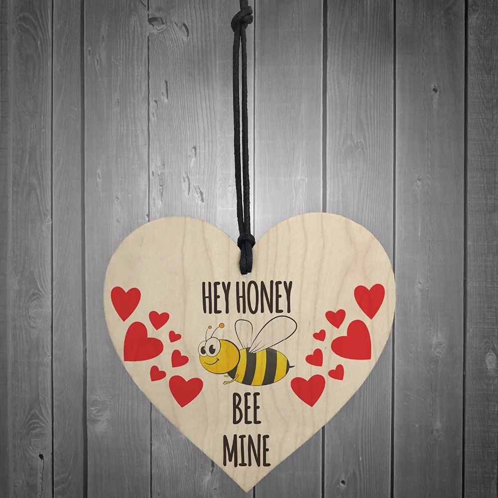 Meijiafei Hey Honey Bee Mine деревянный подвесной знак в форме сердца День Святого Валентина