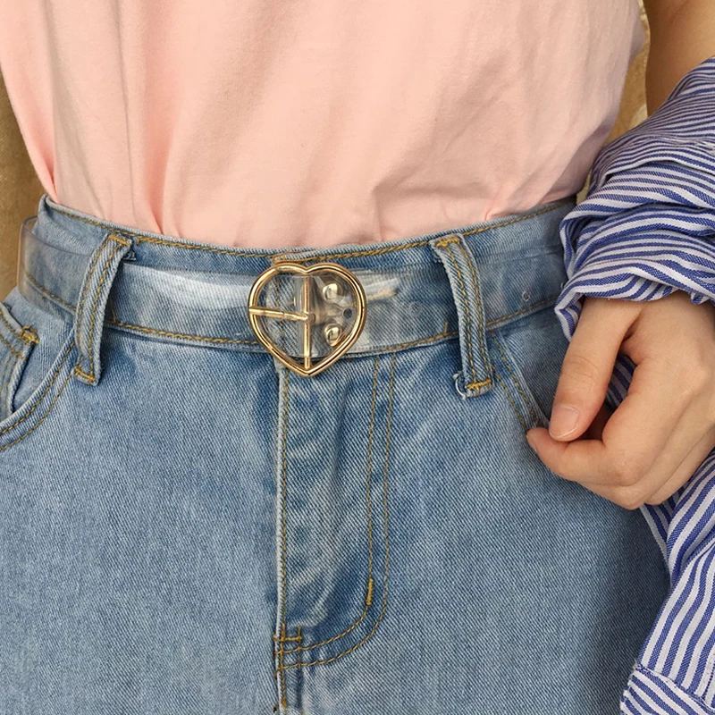 Милые ремни прозрачные металлические пряжки для женщин повседневные джинсы