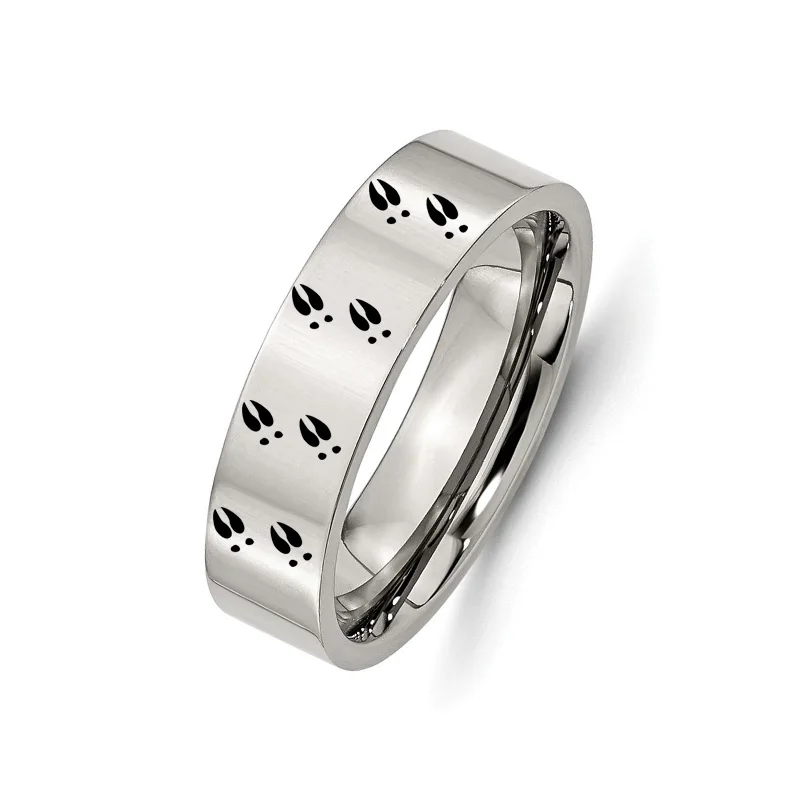 8mm / 6mm Engraved Deer Tracks Decal Jewelry Titanium Steel Ring for Men Women Christmas Gift
8mm / 6mm Engraved Deer Tracks Decal Jewelry Titanium Steel Ring for Men Women Christmas Gift