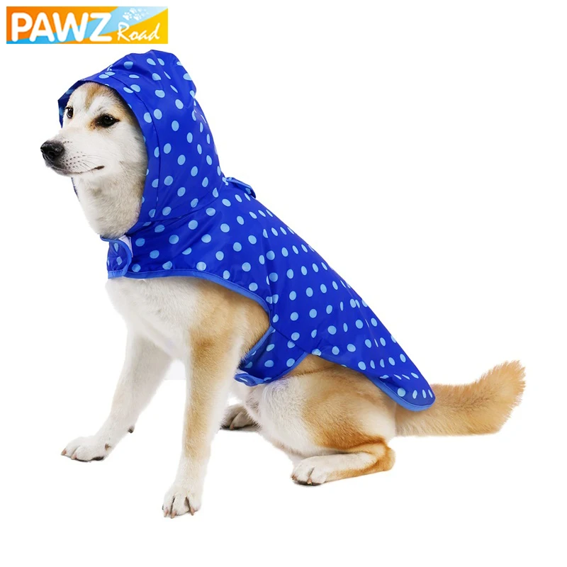 PAWZRoad милый дождевик для больших собак с упаковкой Dot Jacket Waterproof Coat Red/Blue доступна