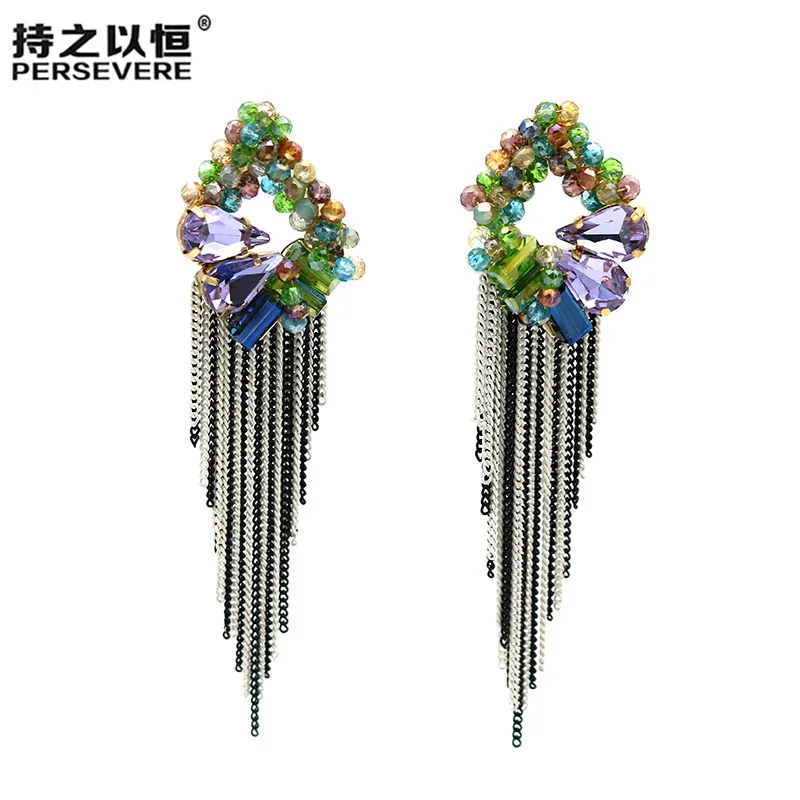 Handmade Crystal Beaded Statement Earrings Chain Dangle Long Tassel Earrings For Women Fashion wedding beautiful Jewelry
Handmade Crystal Beaded Statement Earrings Chain Dangle Long Tassel Earrings For Women Fashion wedding beautiful Jewelry